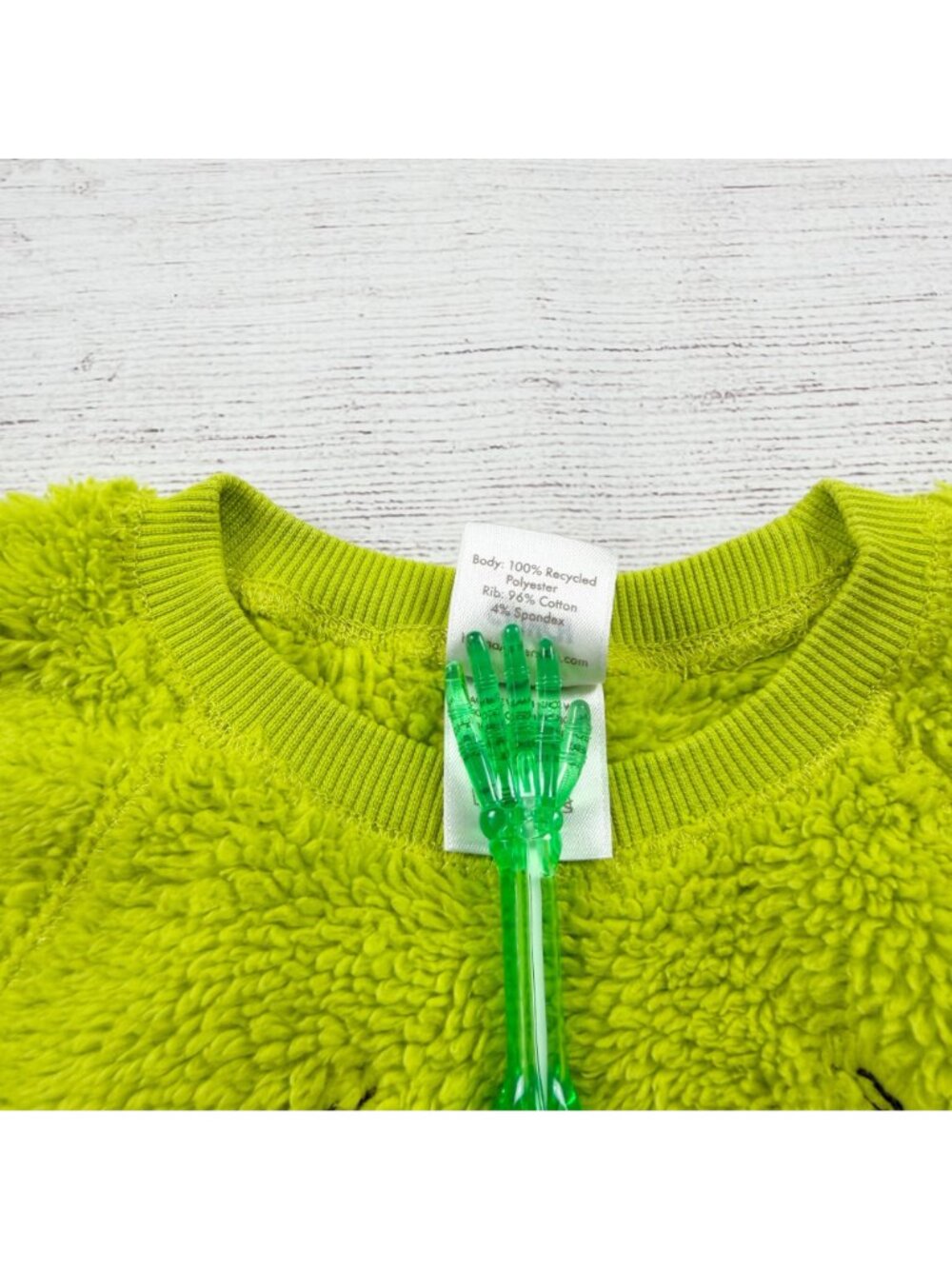 Grinch By Hanna Andersson Kids Fuzzy Lime Green Sweater 5 - Picture 3 of 4